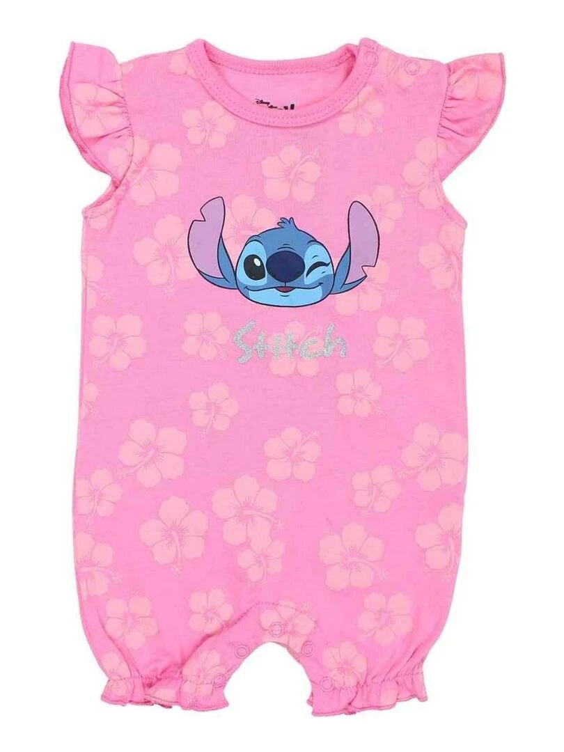 Disney Combishort bébé fille imprimé Lilo Et Stitch en coton Rose
