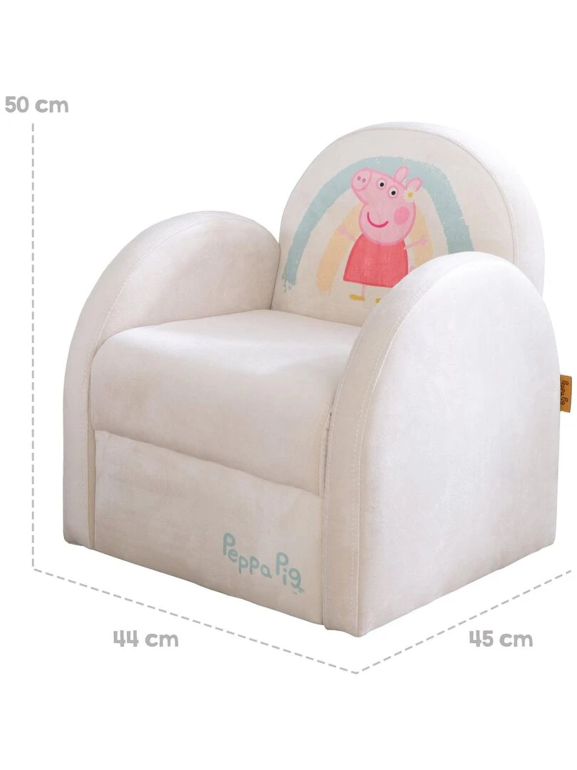 ROBA Fauteuil Bébé Peppa Pig avec Accoudoirs   Revêtement Doux en Velours   Beige   Motif Truie   Beige