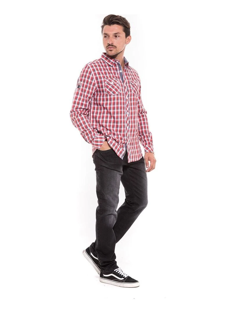 Chemise manches longues carreaux TORGANA   Gris