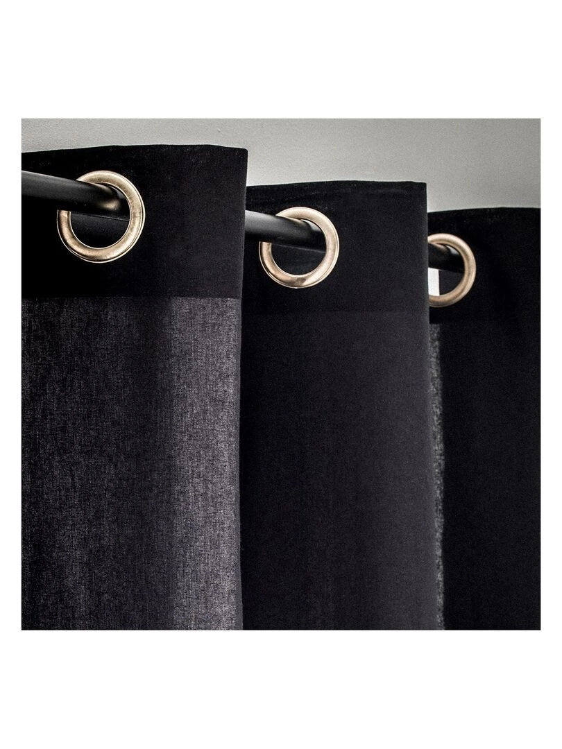 Rideau à oeillets imprimé 'GOLD IS BLACK' 'TODAY'   Noir