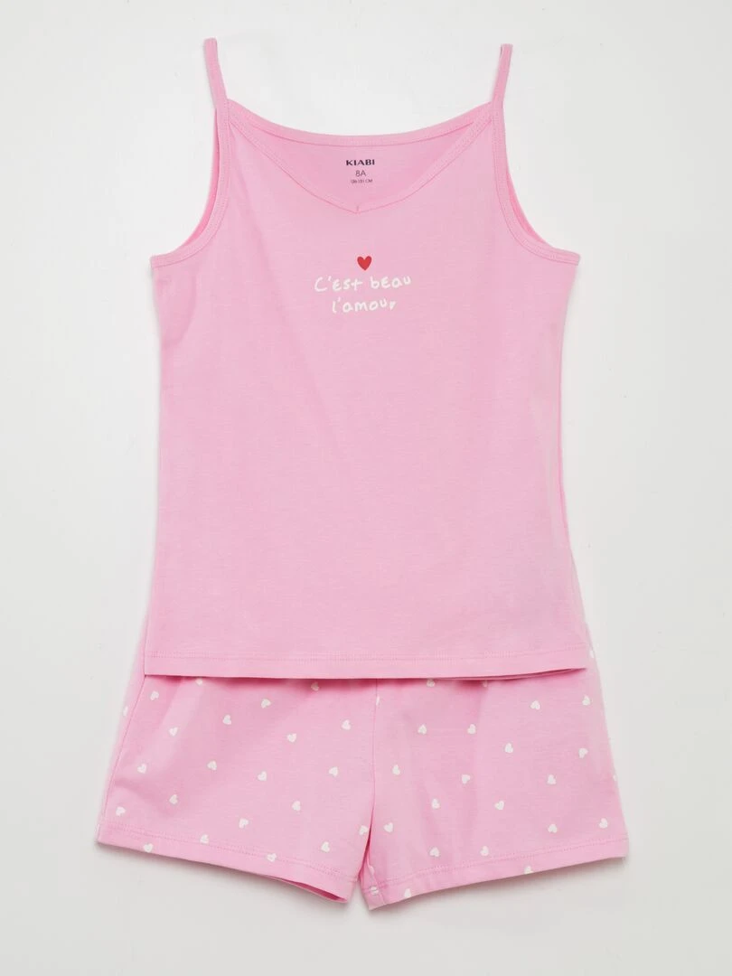 Ensemble pyjama imprimé 2 pièces Rose
