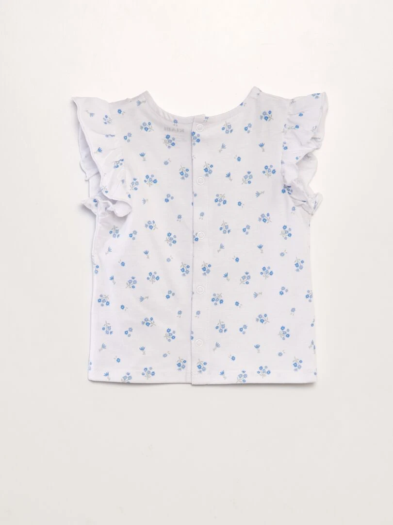 T shirt à volants   Blanc fleur