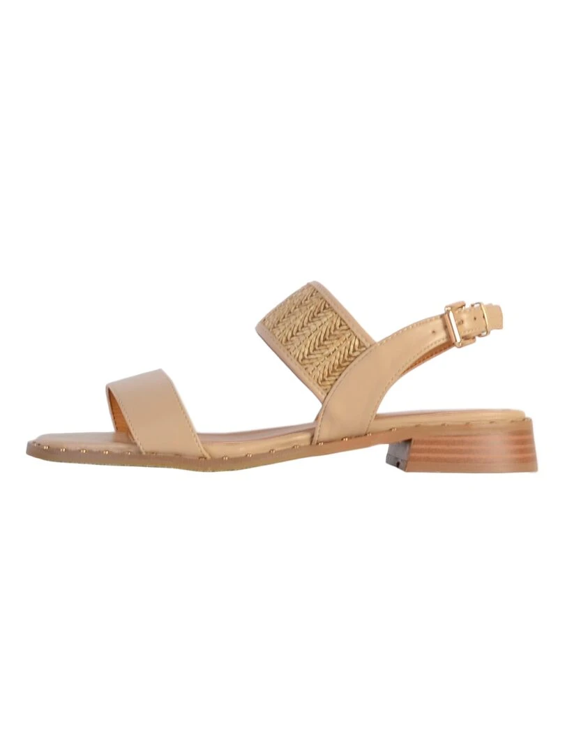Sandale à Talon Plat The Divine Factory Beige