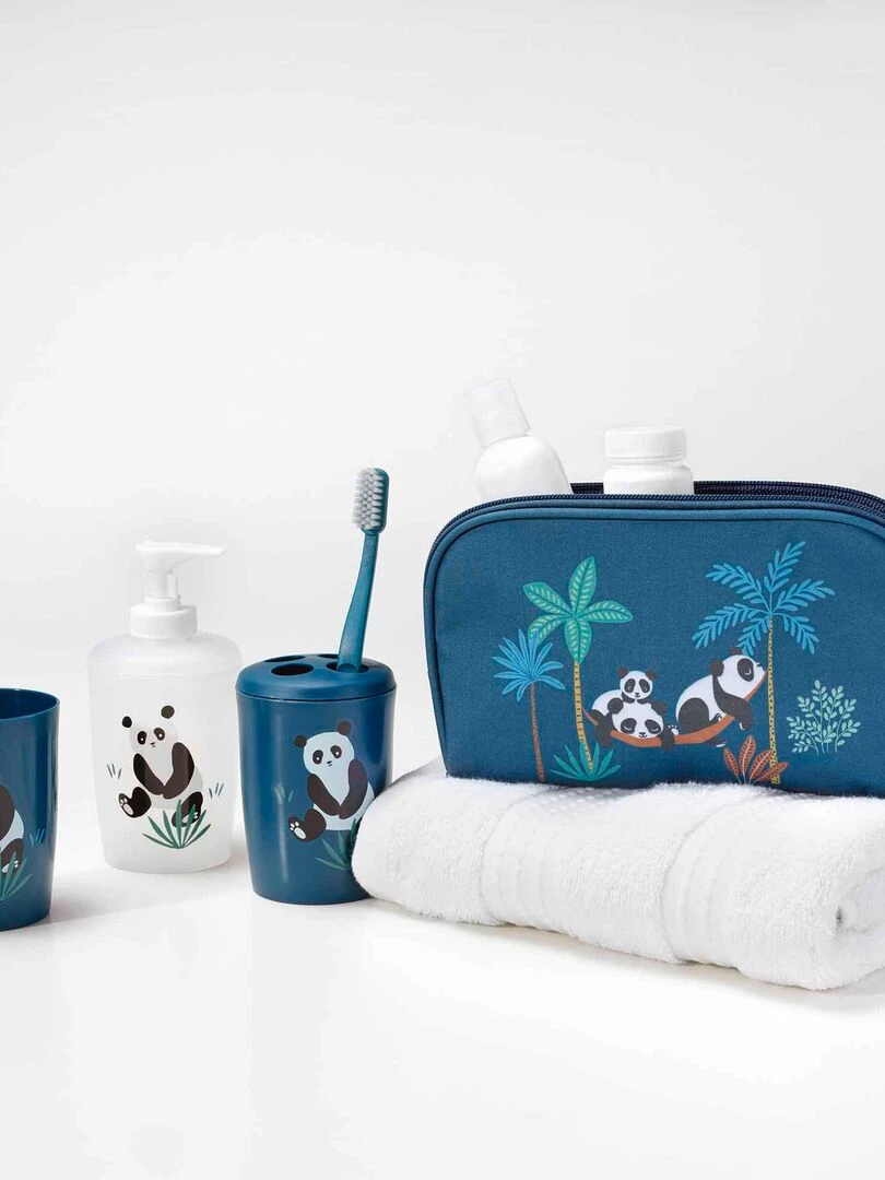 Accessoires de salle de bain 4 pieces 14 x 21 cm Petit panda Bleu