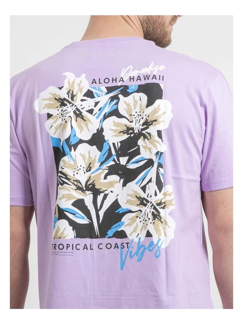 T shirt col rond oversize pur coton NOFENIX   Violet