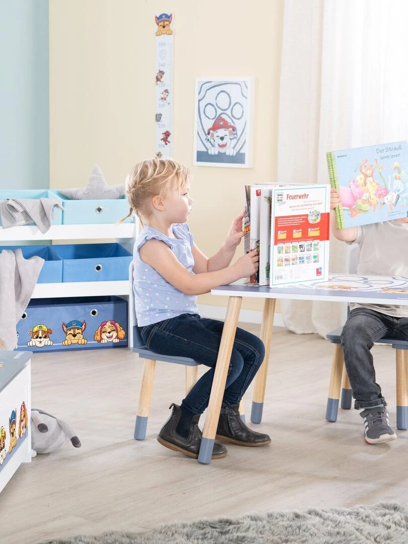 ROBA Étagère de Rangement pour Jouets 'Paw Patrol' 5 Boîtes en Tissu Motif Chiens Blanc Bleu Blanc Bleu Gris