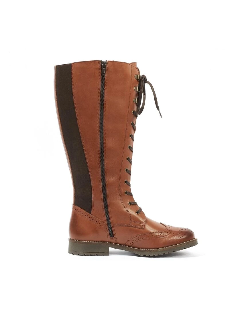 Gabylou   Bottes XL pour mollets larges   Modele Lola   Cognac