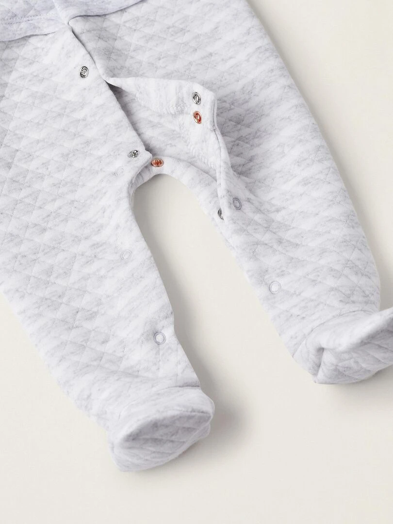 Grenouillère rembourrée avec pieds pour nouveau né manches longues EARLY BLOOM   Gris clair