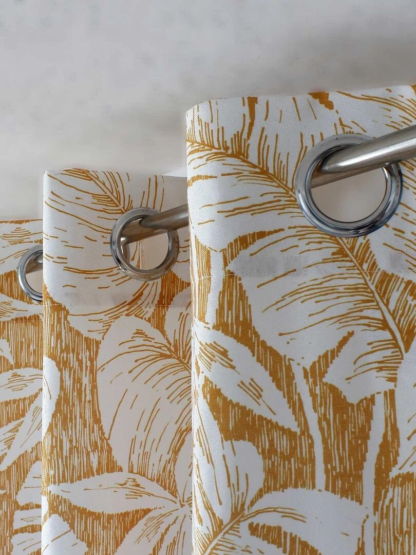 Rideau tamisant au style exotique   Jaune moutarde