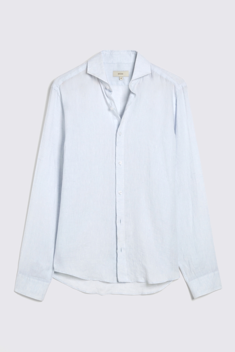 Tailored Fit Soft Blue Linen Shirt   Buy Online at Moss