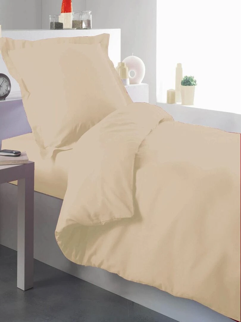 Housse de couette percale 140 x 200 cm unie Beige clair