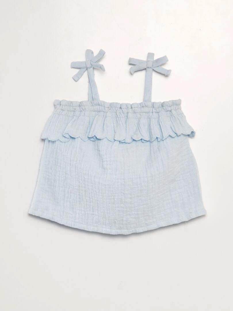 Blouse en plumetis en gaze de coton Bleu