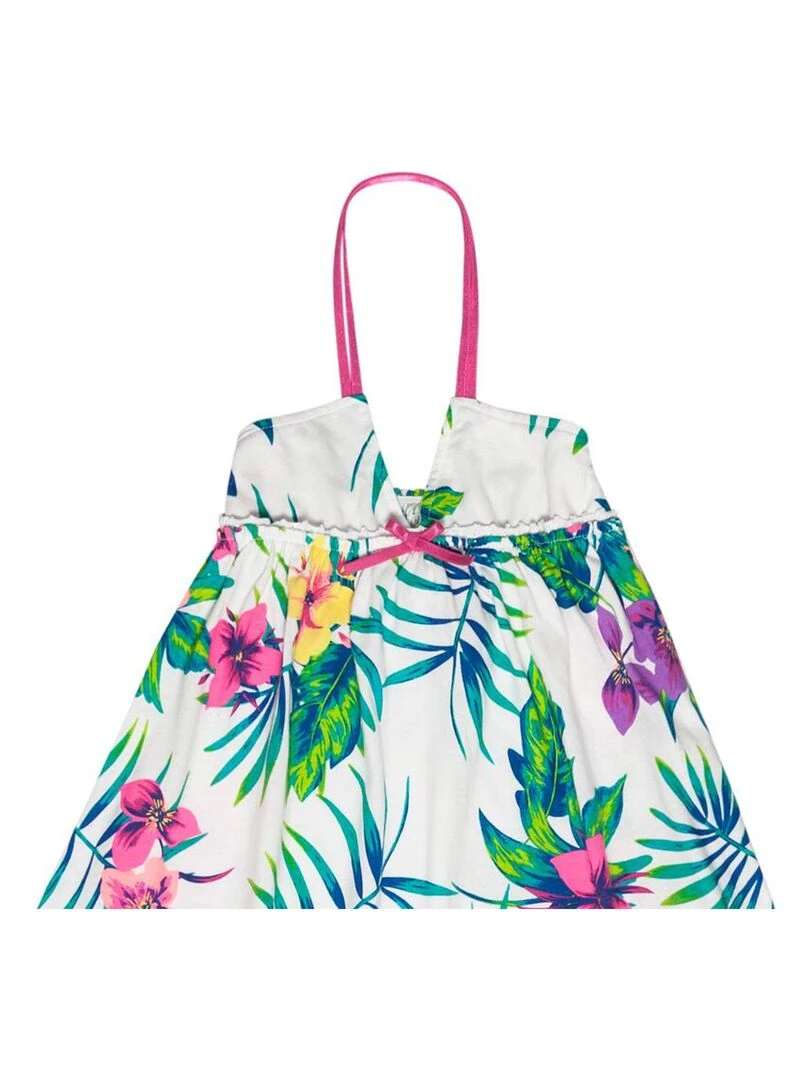 Robe longue à fleurs HAWAÏ 'LA FAUTE A VOLTAIRE' Blanc Rose Bleu