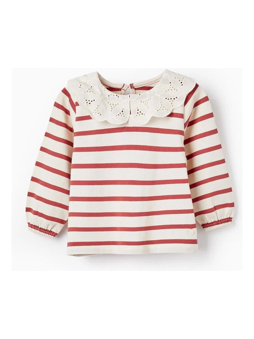 T shirt à manches longues en coton pour bébé fille ATLANTIC COMPANY Rouge foncé