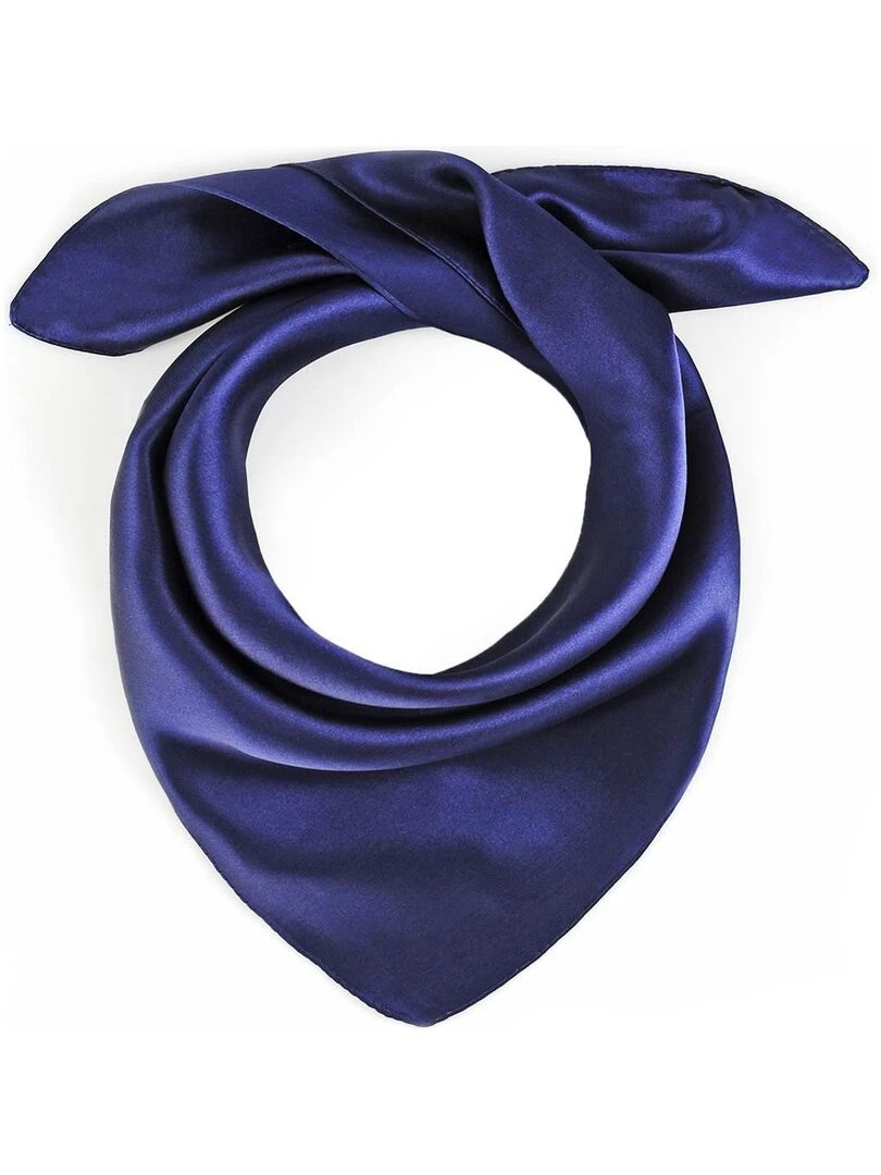Carré de soie Piccolo uni Bleu marine