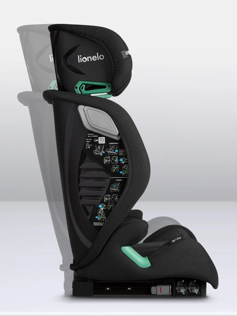 Siège auto bébé évolutif LIONELO Igo i Size   ISOFIX   Noir   Noir