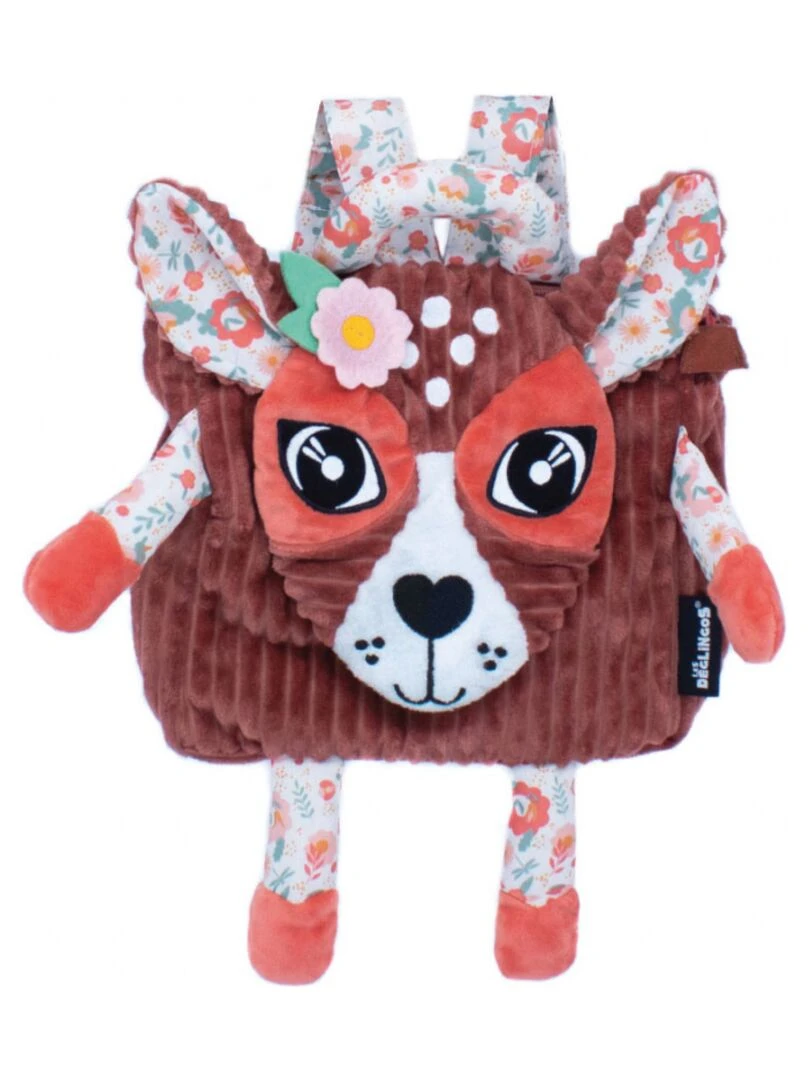 Sac à dos bébé peluche Mélimélos la biche Marron