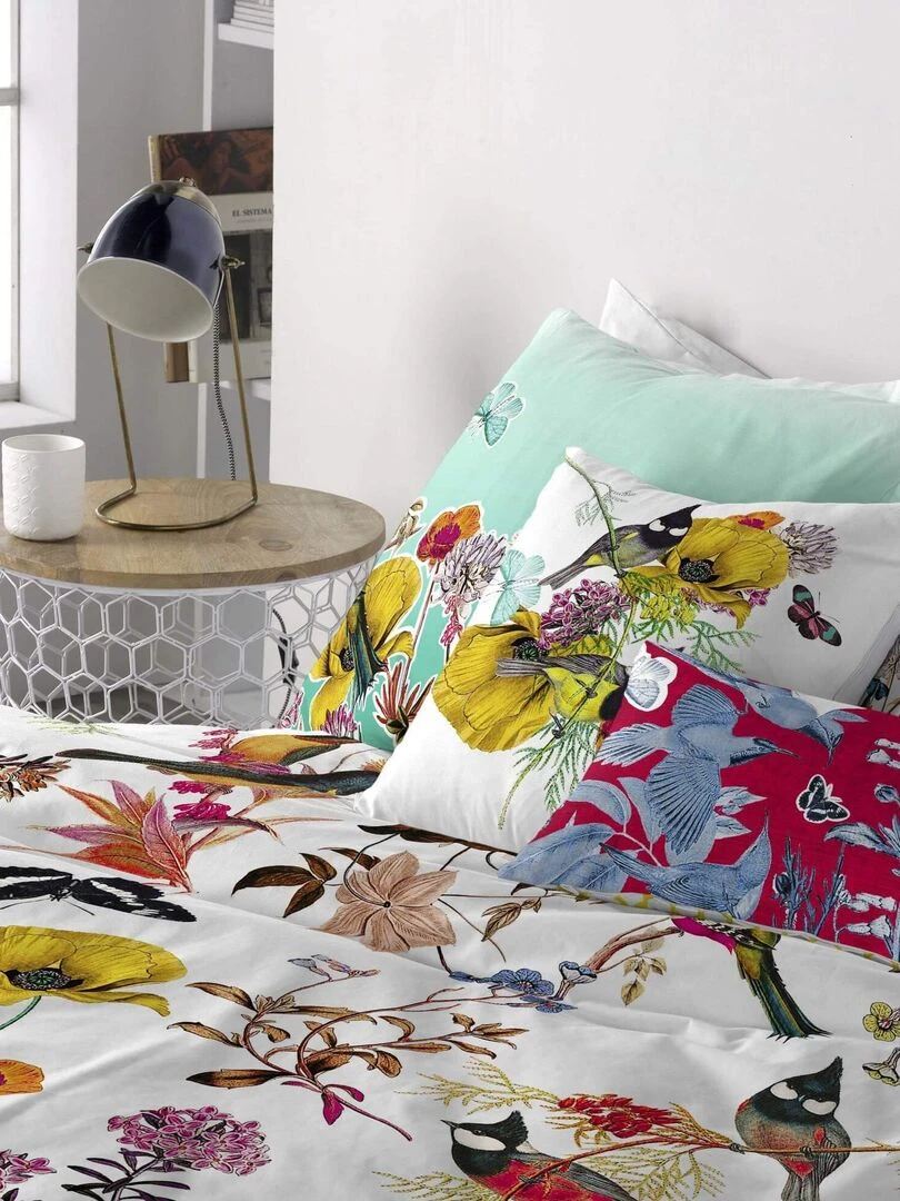Housse de coussin Birds of paradise "Happyfriday" Blanc