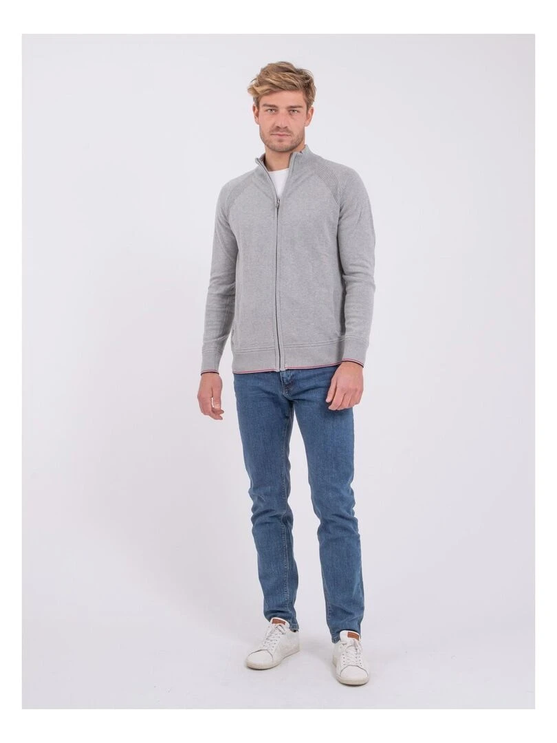 Gilet zippé col montant coton AMAEL   Gris