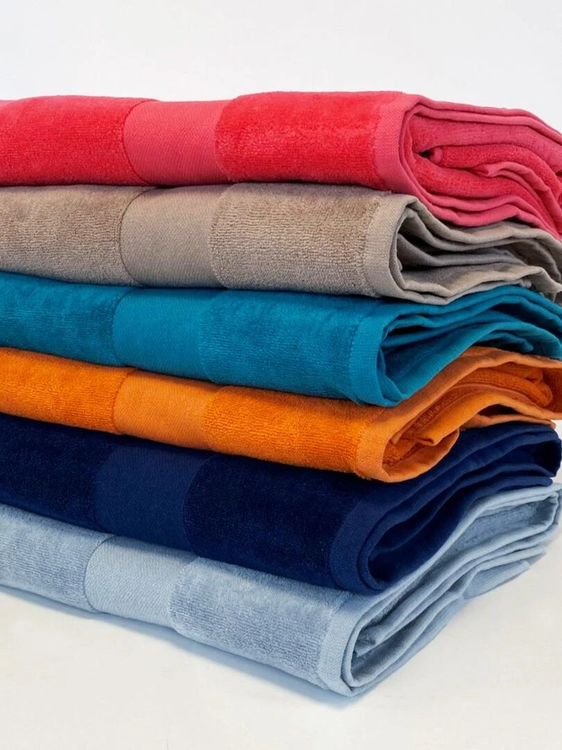 Serviette de bain éponge velours Classy Navy 90x180 500g/m²   Bleu marine