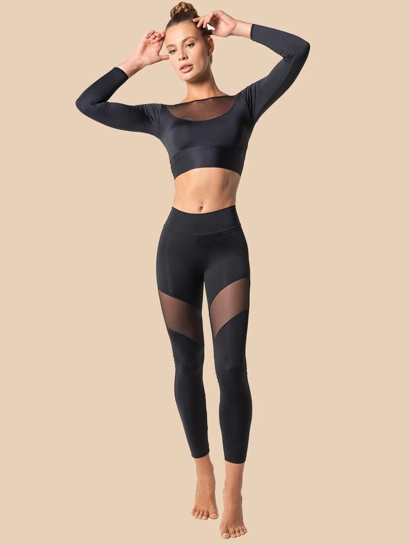 Legging Femme Fitness Taille haute Chipre Noir Noir