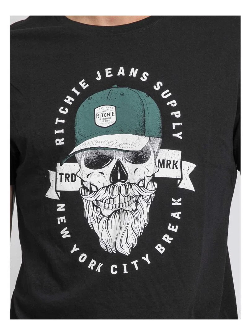 T shirt col rond pur coton JIMINAL   Noir