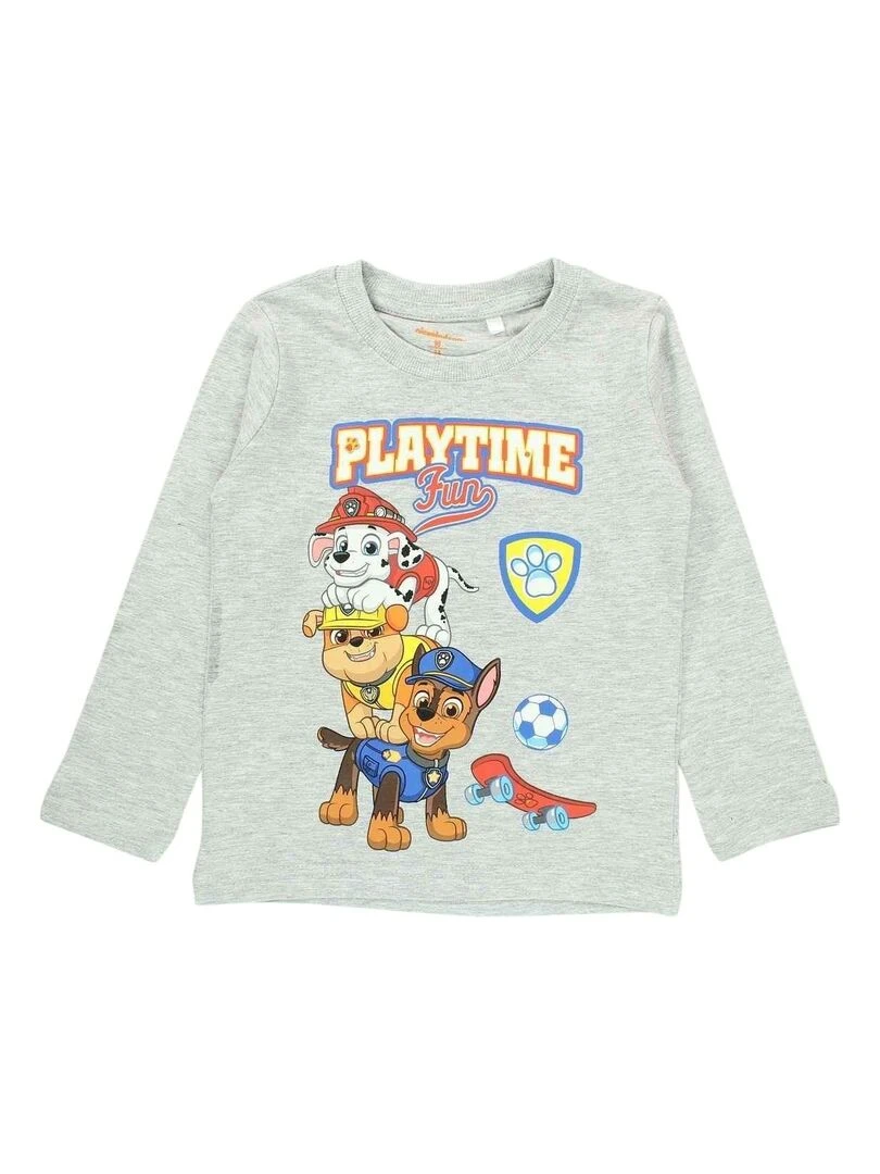La Pat' Patrouille T shirt garçon imprimé La Pat' Patrouille en coton Gris