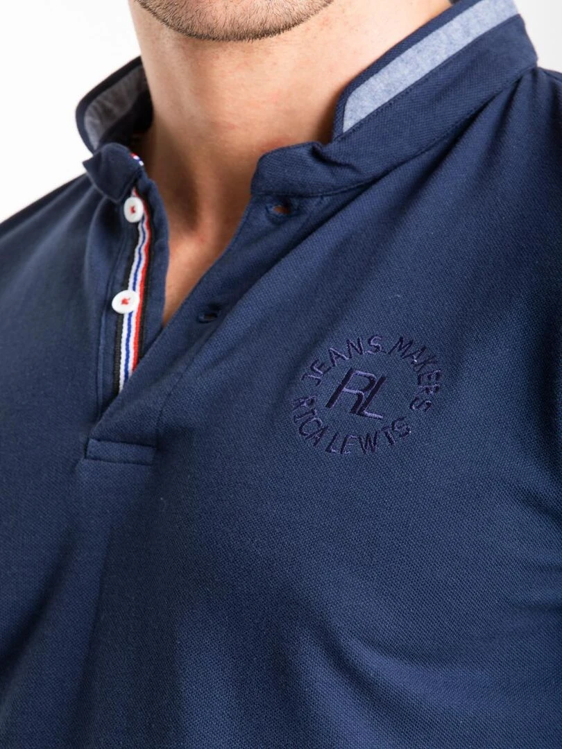 Polo col tunisien coton piqué GERONI 'Rica Lewis' Bleu