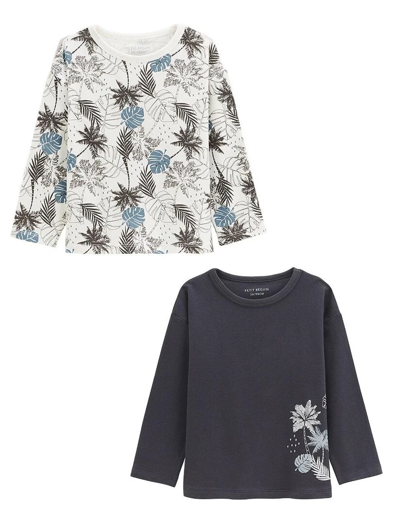 Lot de 2 t shirts enfant manches longues Tonga Bleu