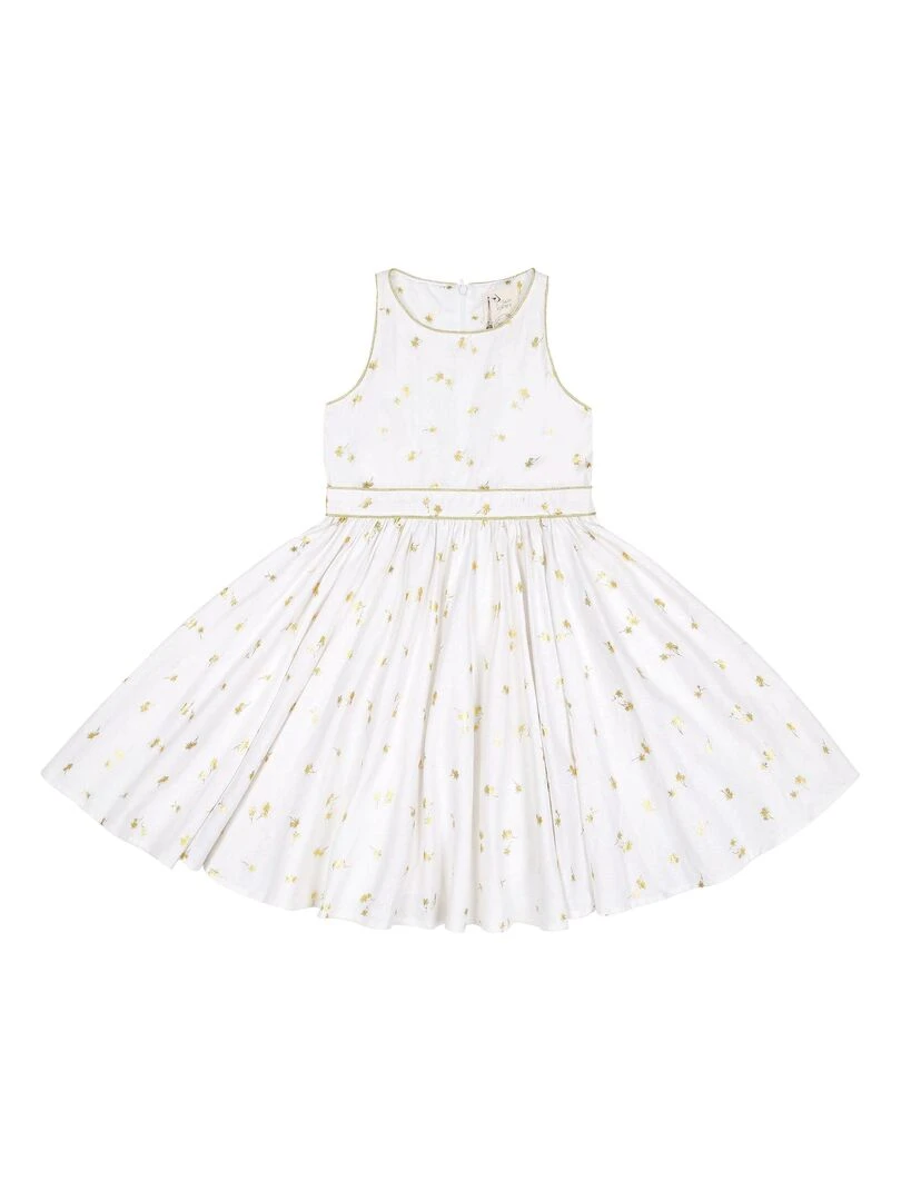 Robe Cérémonie Fille  Lin Blanc Or  HEPBURN   La Faute à Voltaire   Blanc Doré