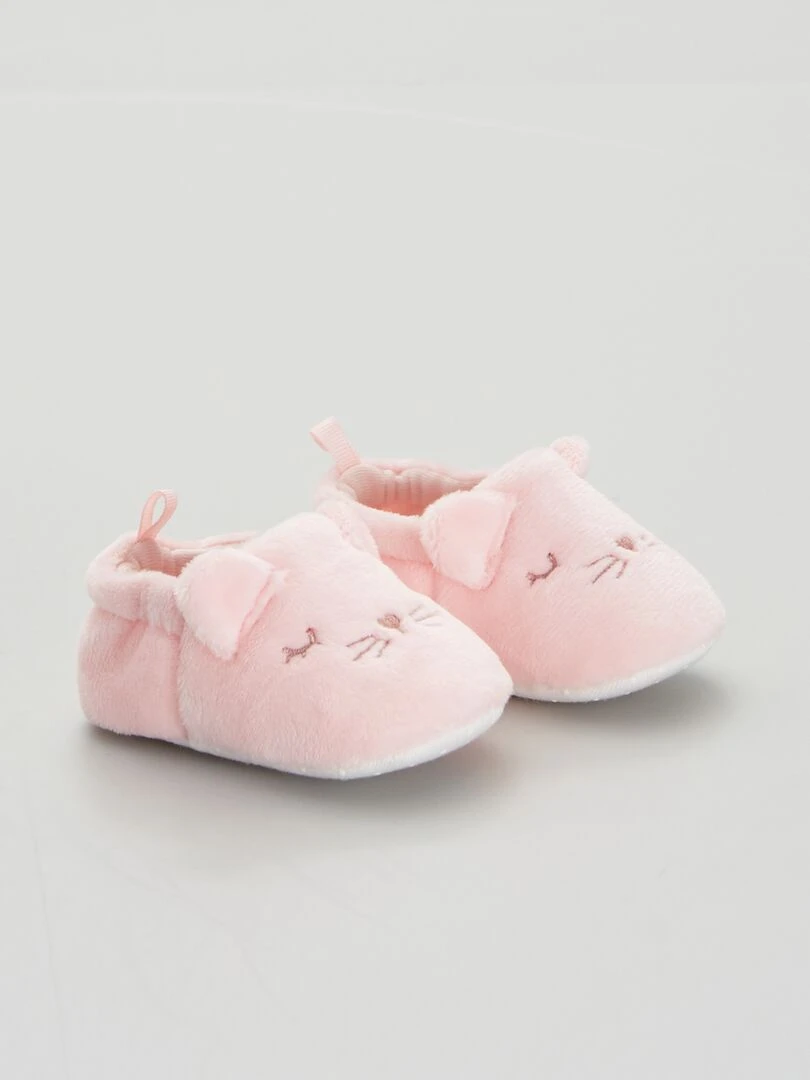 Chaussons bébé en velours Rose