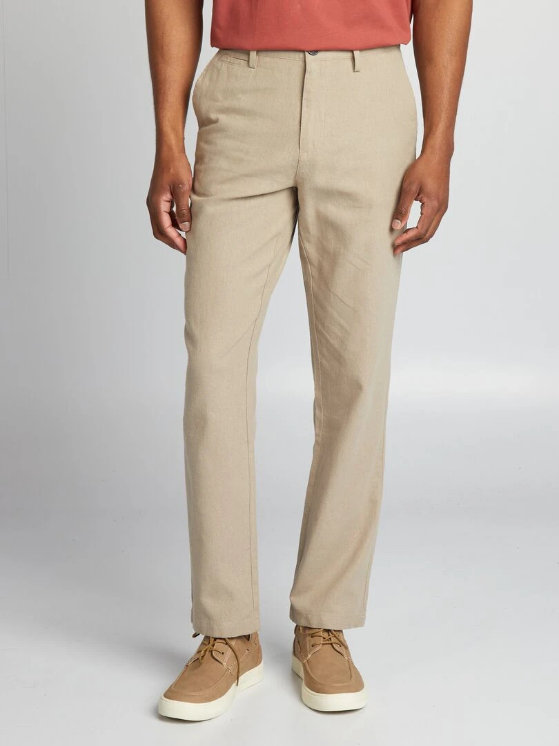 Pantalon chino en lin   Beige foncé