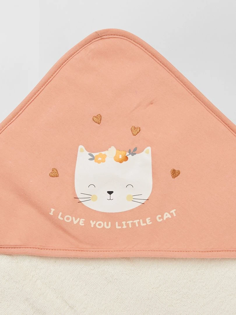 Cape de bain + gant de toilette   rose