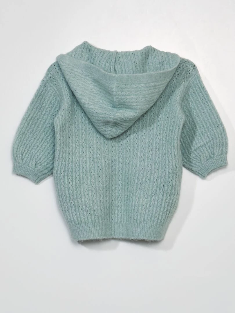 Robe en maille tricot à capuche Vert