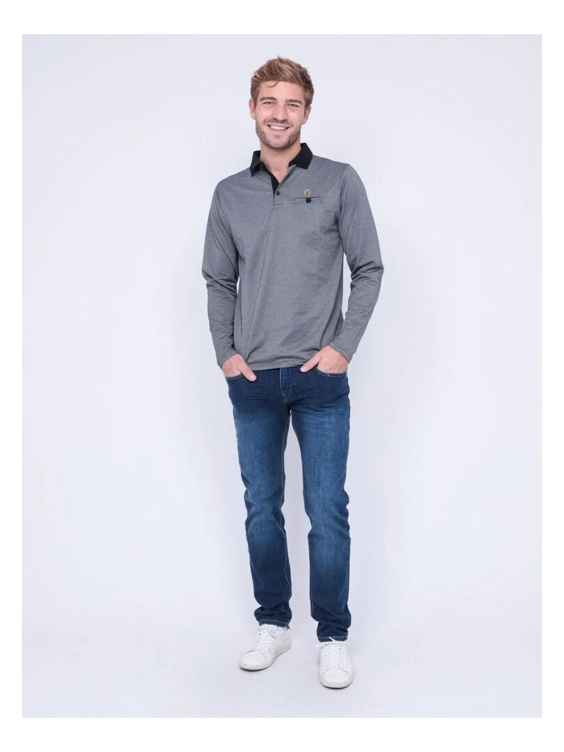 Polo manches longues pur coton PEPETO   Noir