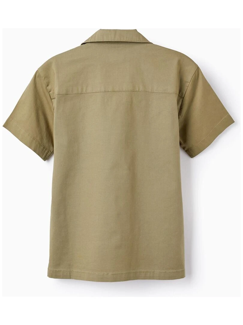 Chemise en Sergé de Coton pour Garçon manches courtes CUBA Vert foncé