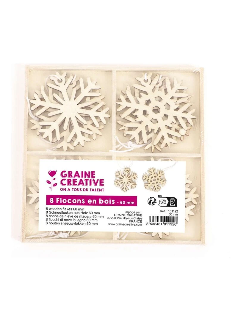 Décorations de Noël en bois Flocons Beige