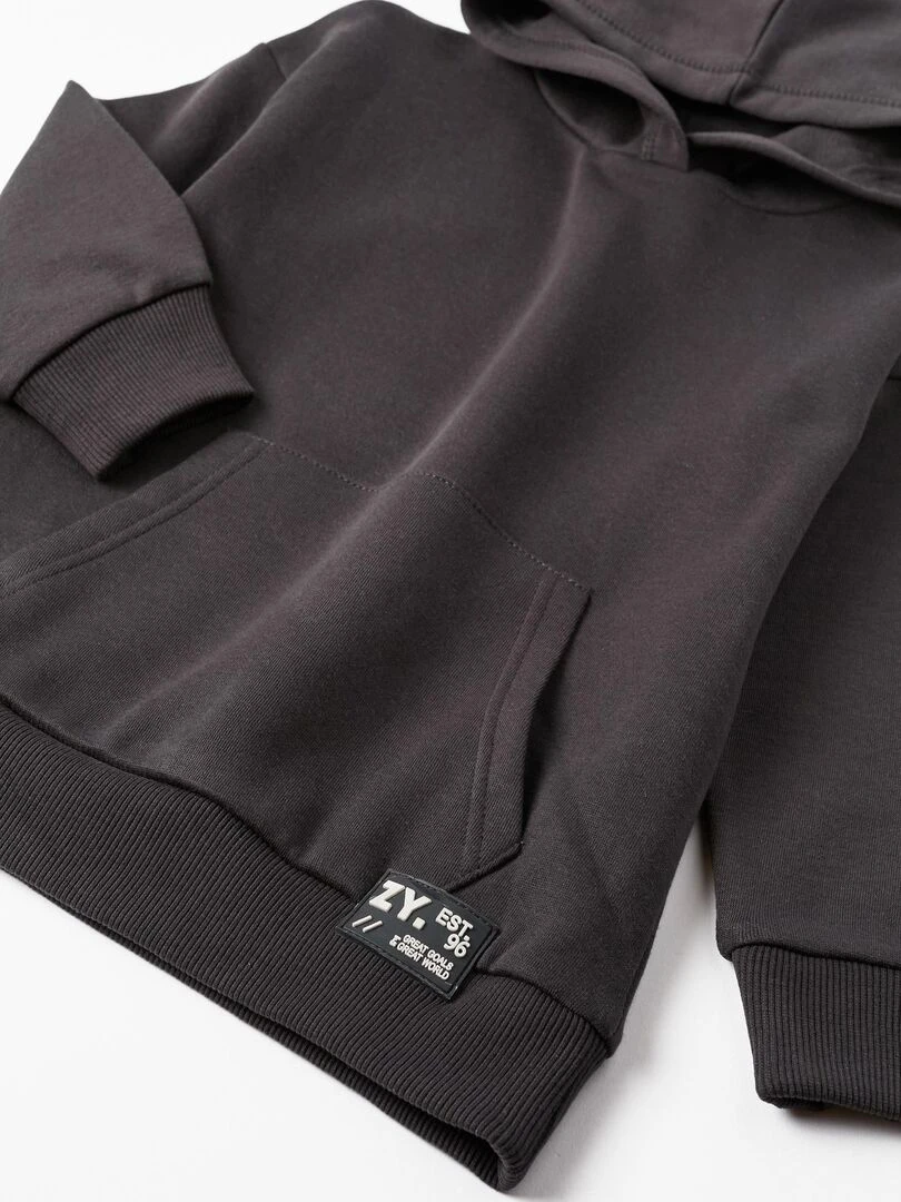 Sweat à capuche pour garçon 'Post Voyage'   DISCOVER THE WORLD   Gris foncé