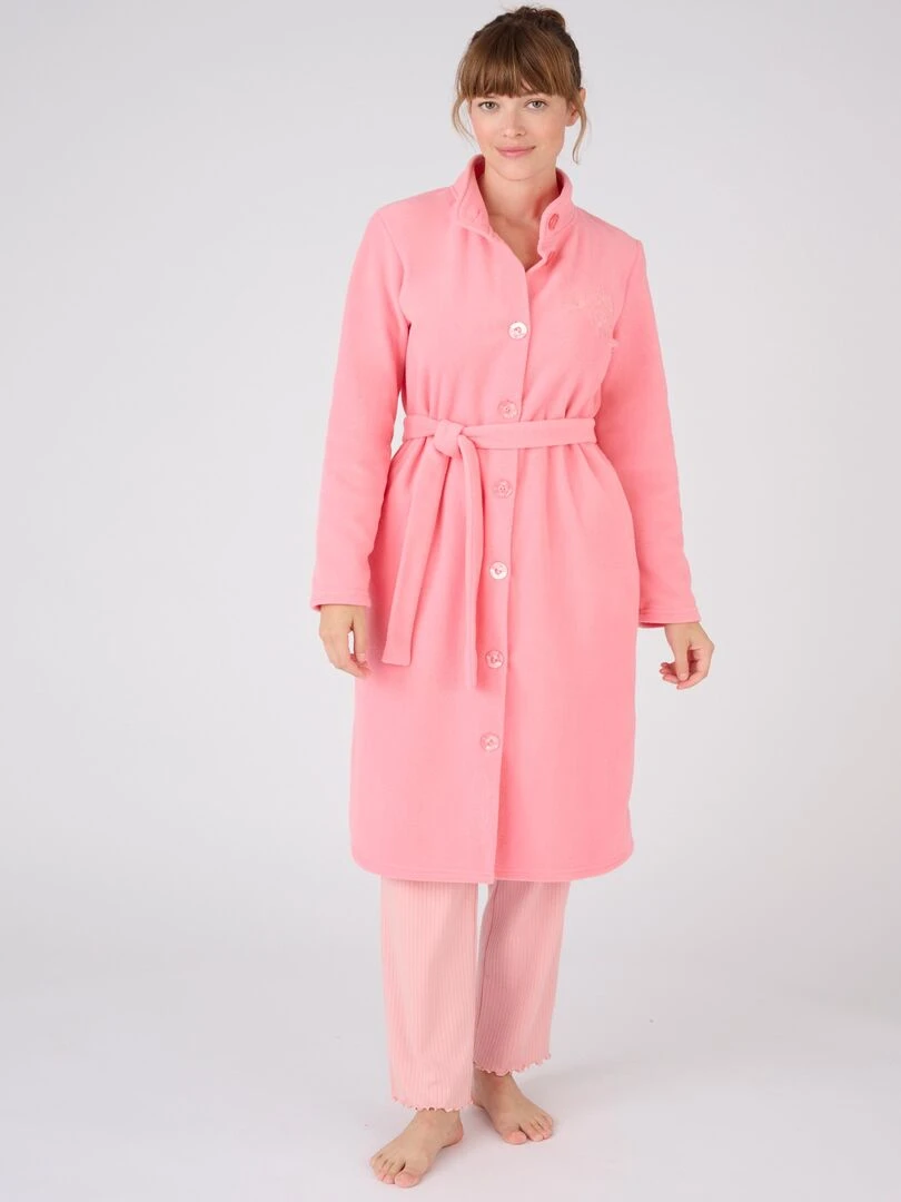 Robe de chambre mi longue en micropolaire Thermolactyl Damart Rose fushia