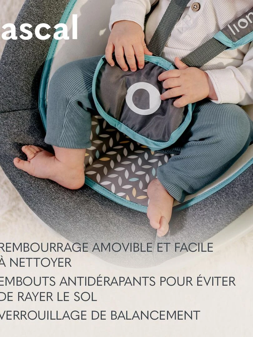 LIONELO Pascal   Balancelle Transat Bébé Électrique   12 mélodies   Jouets suspendus   Gris Blanc