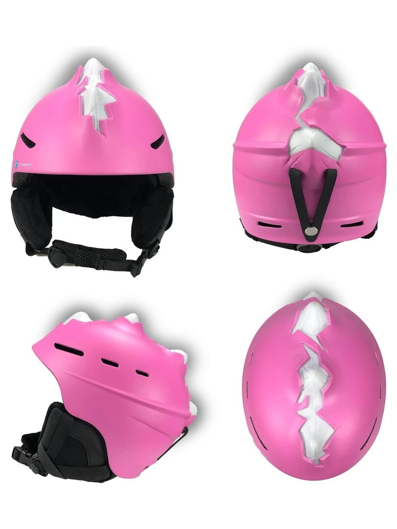 Casque de Ski pour Enfants & Adultes  Rose Fluo L  Crazy Safety  Certifié EN1077   Rose
