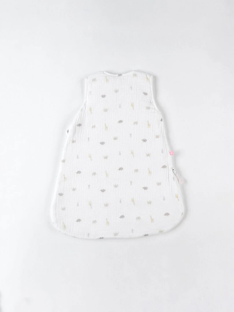 Gigoteuse 50 cm imprimé animalier en mousseline ouatinée    Beige