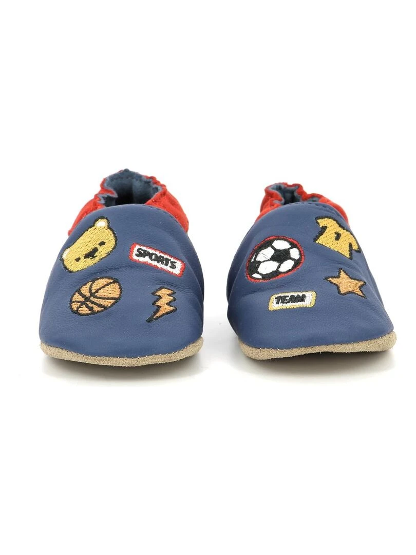 Chaussons Cuir Patch Sports   Bleu
