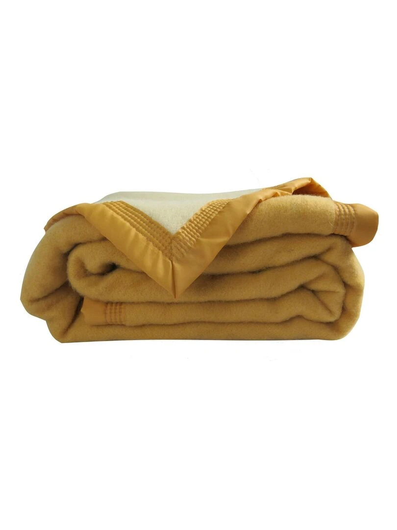 Couverture Pure Laine Vierge 600g/m2 bicolore Jaune