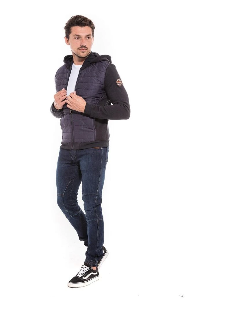 Sweat zippé capuche blouson WAPALA   Bleu marine