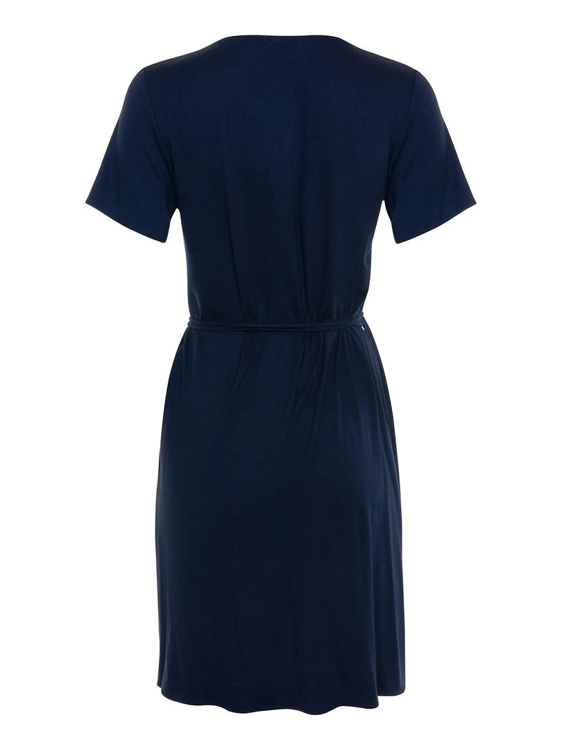 Robe estivale aymétrique manches courtes Tahiti   Bleu