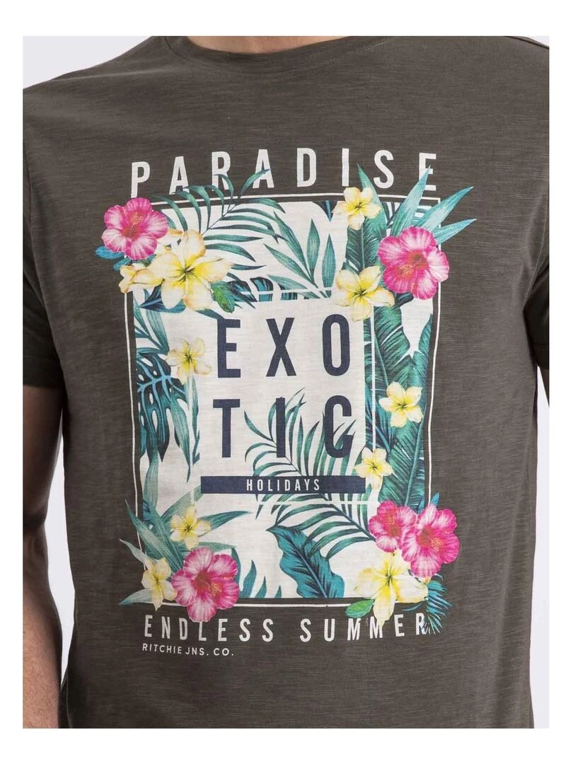 T shirt col rond NOPAJOUX   Kaki