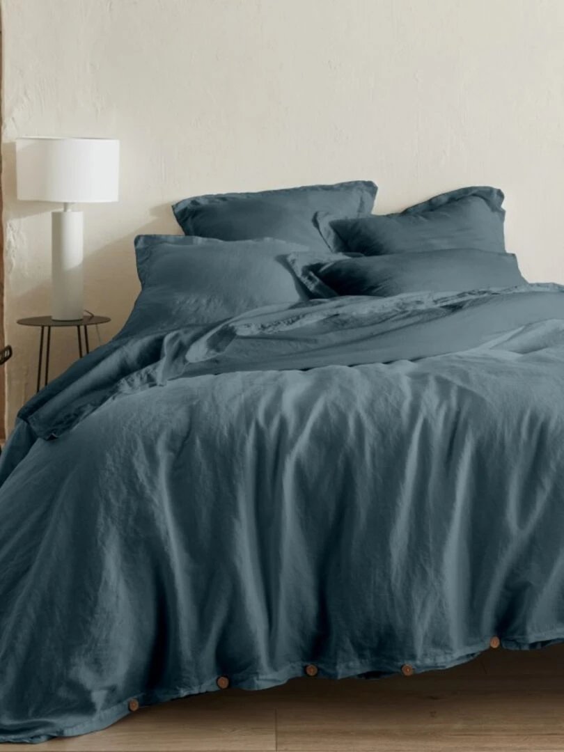 ORGANIC DRAP PLAT 50% CHANVRE 50% COTON Bleu