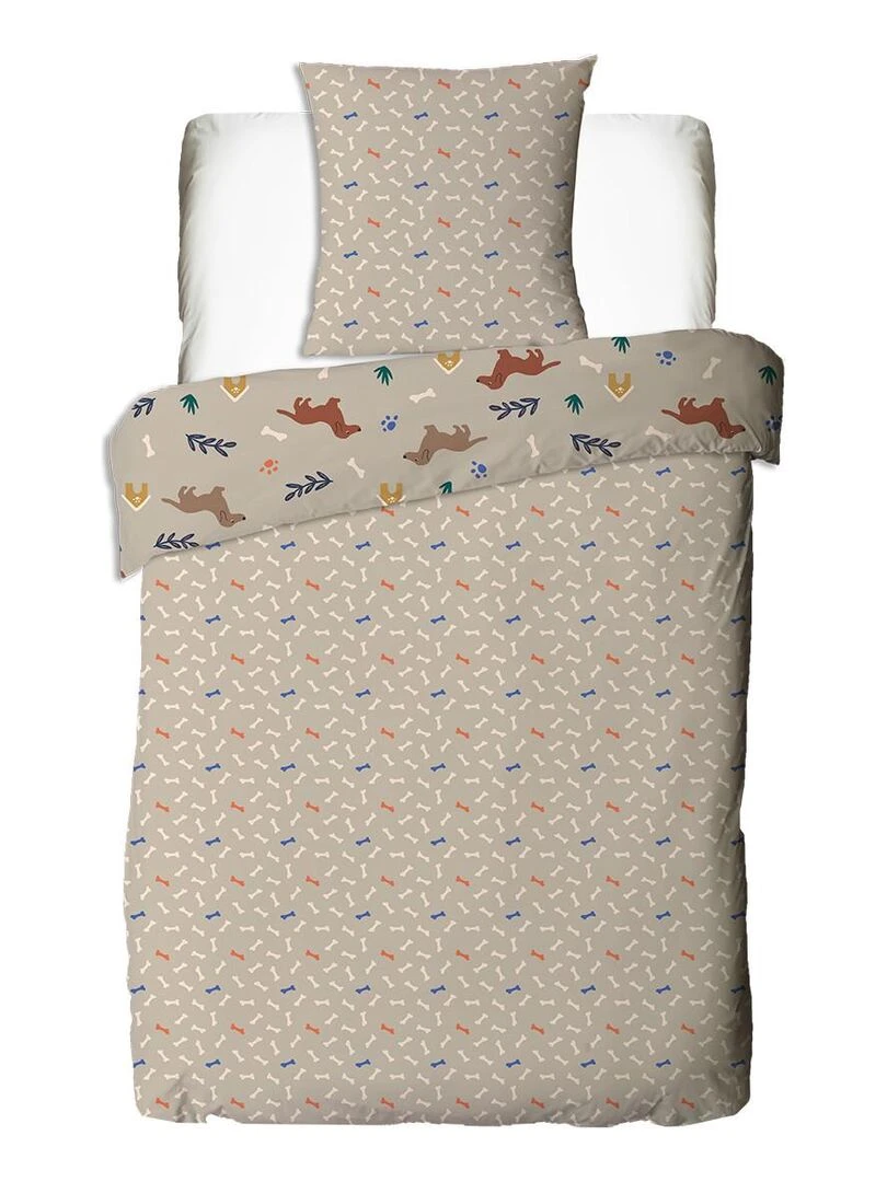 Future Home   Parure de lit enfant en coton 57 fils imprimé   Blanc