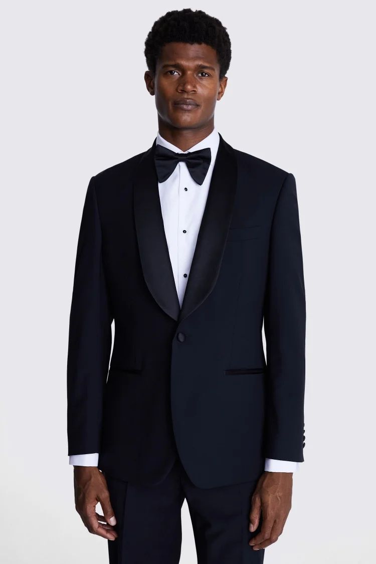 Tailored Fit Black Linen Shawl Tuxedo Jacket   Buy Online at Moss